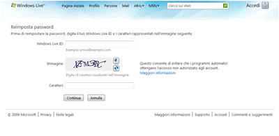 cambiare password Messenger