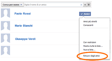 CANCELLARE AMICO FACEBOOK