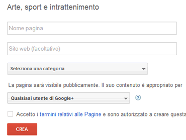 CREA PAGINA GOOGLE PLUS