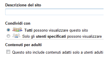 altre opzioni creazione del sito