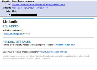 esempio phishing email linkedin