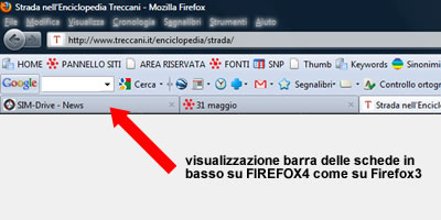 VISUALIZZAZIONE SCHEDE IN BASSO SU FIREFOX4