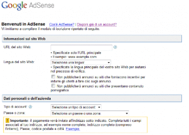 modulo di iscrizione google adsense