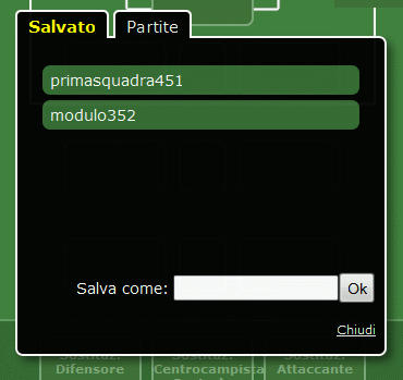 salvare la formazione su hattrick