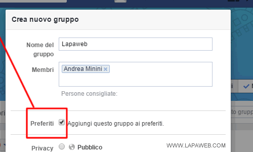 aggiungo il gruppo ai preferiti