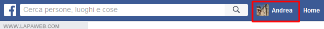 cliccare sul nome del profilo FB in alto
