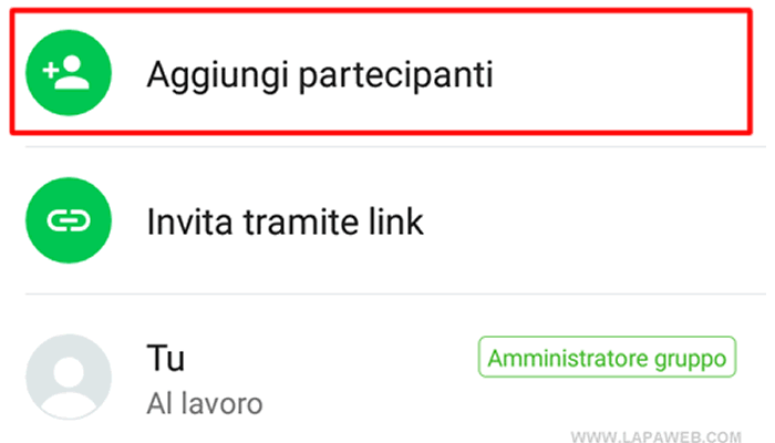 premi su aggiungi partecipanti