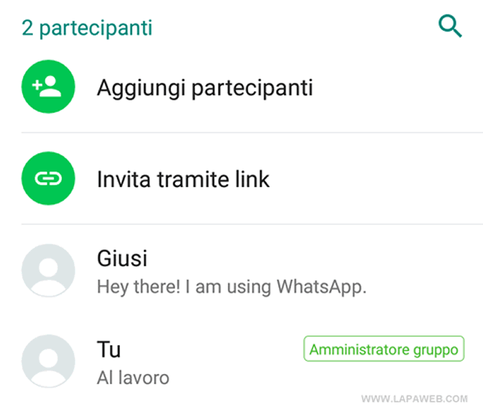 l'elenco dei partecipanti del gruppo