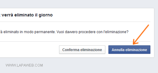 annulla la richiesta di cancellazione