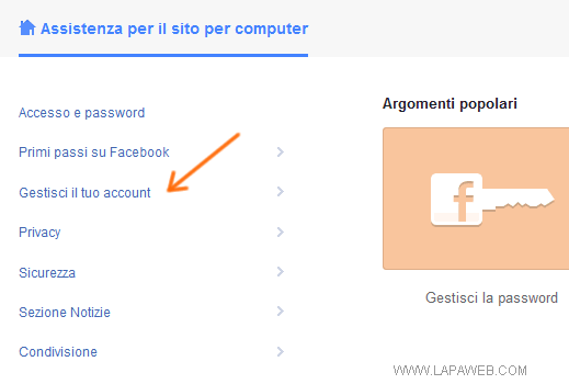 selezionate Gestisci un account