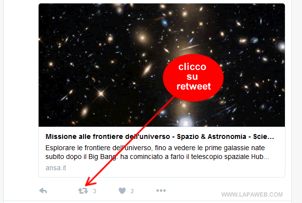 il pulsante di retweet sotto il messaggio