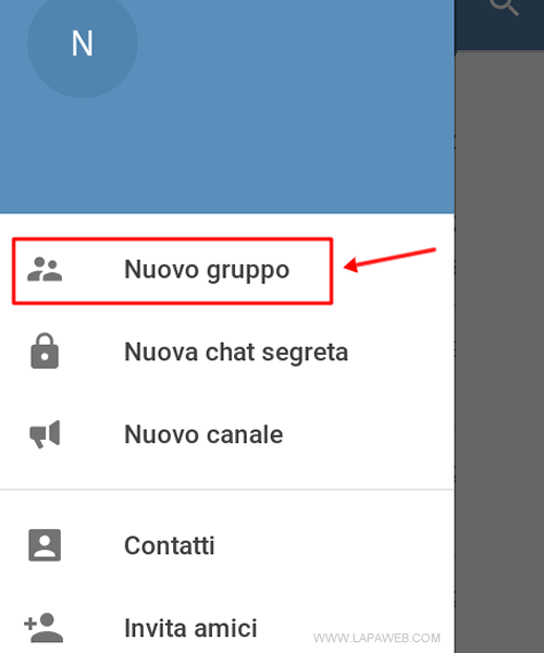 selezionare NUOVO GRUPPO