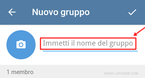 digitare il nome del gruppo