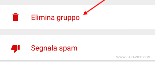 premere su ELIMINA GRUPPO