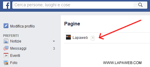 cliccate sul nome della pagina da rimuovere