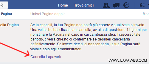 cliccate su Cancella