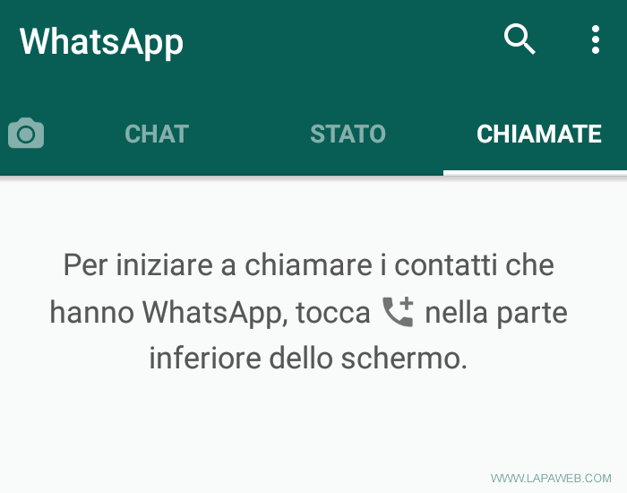 il registro delle chiamate di Whatsapp è vuoto