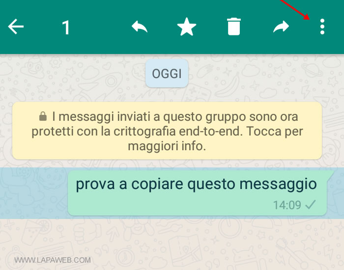 premi sui tre punti in alto a destra
