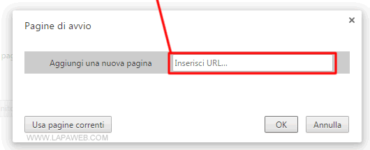 digitare la nuova pagina di apertura del browser