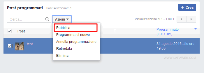 cliccare sulla voce PUBBLICA