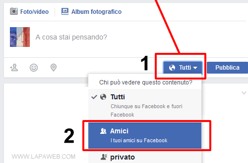 a chi far vedere il post su Facebook