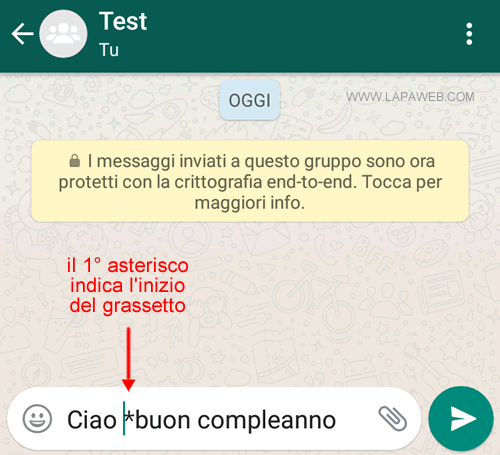 digito il primo asterisco