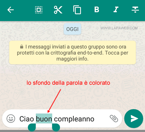 la parola da modificare diventa in reverse