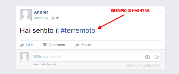 nel post l'hashtag è linkato agli altri post che lo utilizzano