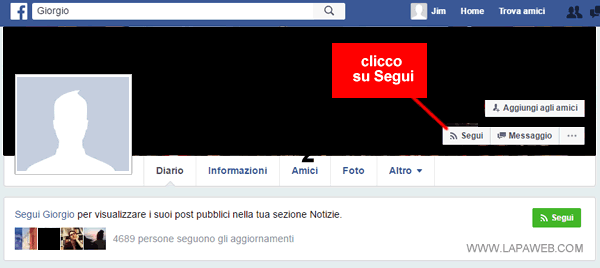 come seguire qualcuno su Facebook