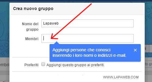 digito il nome dei membri partecipanti al gruppo