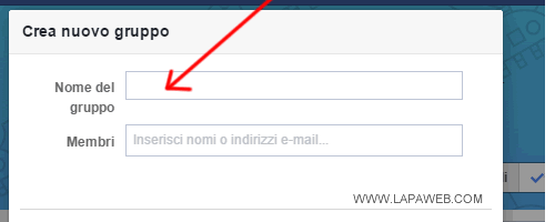 digito il nome del gruppo nuovo