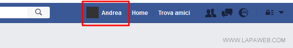 cliccare sul proprio nome nella barra in alto dell'interfaccia su Facebook