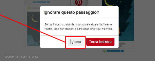 cliccare su IGNORA