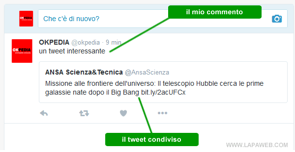 un esempio di tweet condiviso