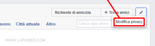cliccare su MODIFICA PRIVACY