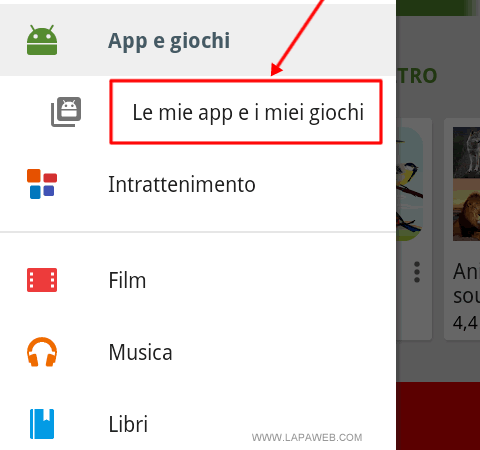 premere su LE MIE APP E I MIEI GIOCHI