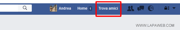cliccare su TROVA AMICI in alto