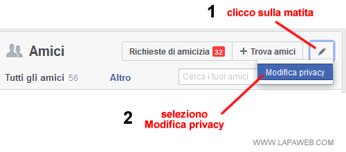 modifico la privacy del mio profilo FB