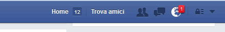 clicco sul simbolo della notifica rossa di Facebook in alto a destra