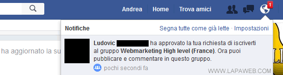 la notifica di approvazione della richiesta