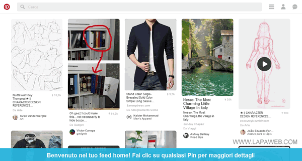 la pagina di ingresso su Pinterest