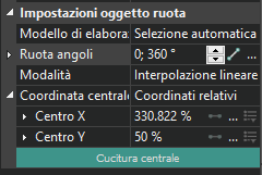 example of entering rotation angle values