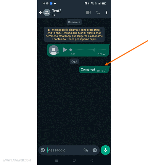 seleziona il messaggio