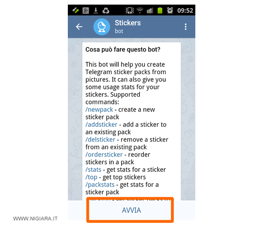 avvia il bot Telegram