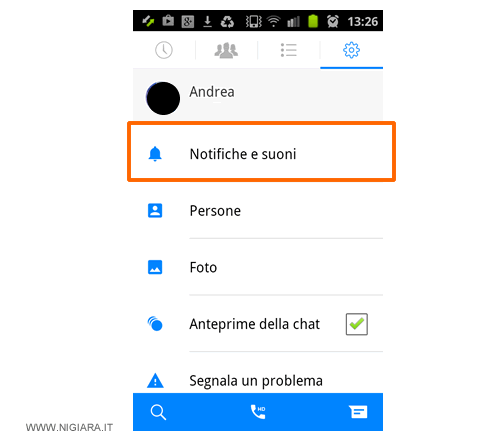 cambia i suoni delle notifiche su Messenger