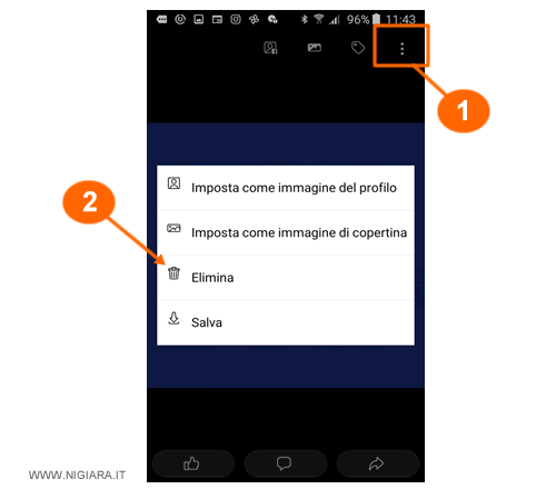cancellazione delle immagini su Facebook