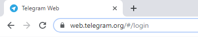 digita l'indirizzo URL web.telegram.org nel campo degli indirizzi del browser