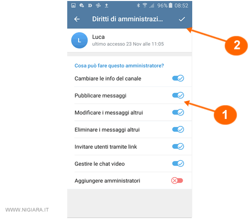 conferma l'aggiunta del nuovo amministratore