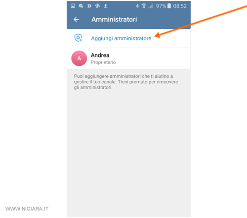 premi su Aggiungi amministratori