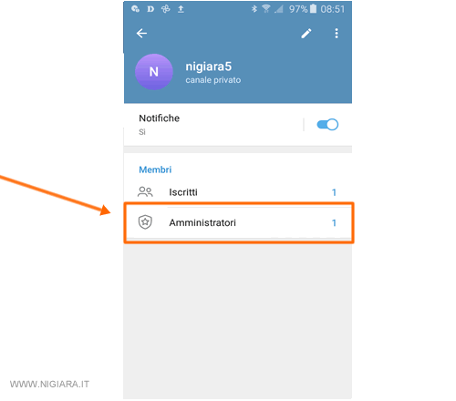 premi sul link per entrare nella gestione degli amministratori